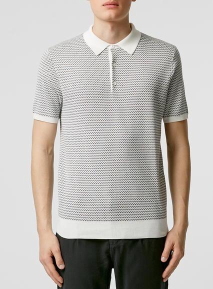 Topman Mens Brown Peter Werth Beige Polo Neck Shirt