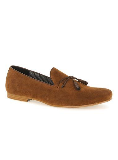 Topman Mens Brown Tan Faux Suede Tassel Loop Loafers