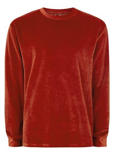 Topman Mens Orange Rust Velour Sweatshirt