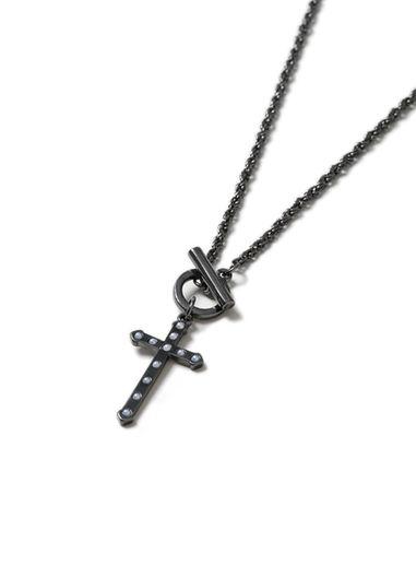 Topman Mens Grey Gunmetal Pearl Cross Necklace*