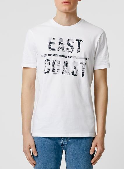 Topman Mens White East Coast Print T-shirt