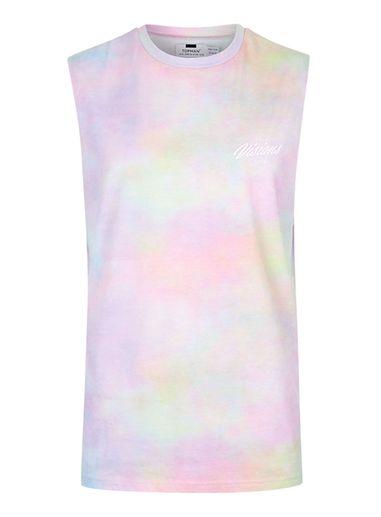 Topman Mens Multicoloured Tie Dye Visions Print Oversized Tank Top