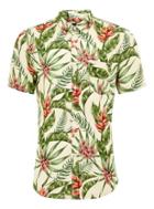 Topman Mens Beige Stone Hawaiian Short Sleeve Shirt