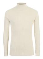 Topman Mens Stone Ribbed Textured Turtle Neck Sweater