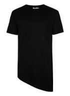 Topman Mens Black Asymmetric Longline T-shirt