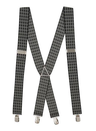 Topman Mens Silver Grid Check Suspenders