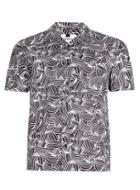 Topman Mens Multi Black And White Wave Print Short Sleeve Casual Shirt