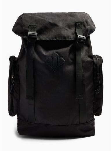 Topman Mens Black Ripstop Backpack
