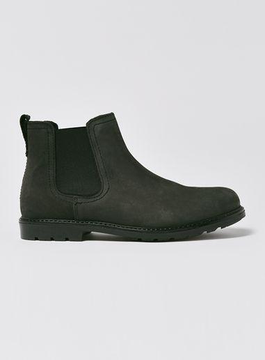 Topman Mens Black Nubuck Leather Carey Chelsea Boots