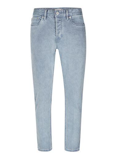 Topman Mens Grey Washed Gray Cropped Stretch Slim Jeans
