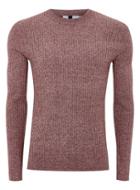 Topman Mens Red Burgundy And White Twist Muscle Sweater