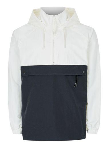 Topman Mens Black And White Overhead Half Zip Jacket