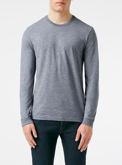 Topman Mens Blue Twist Long Sleeve Slim Fit T-shirt