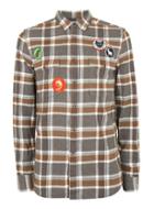 Topman Mens Brown Stone And Nude Check Badged Casual Shirt