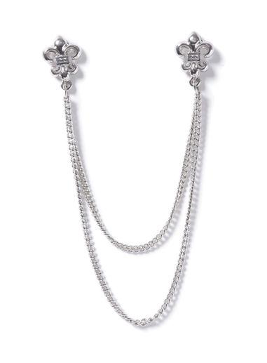 Topman Mens Metallic Silver Look Fleur De Lis Collar Tips*