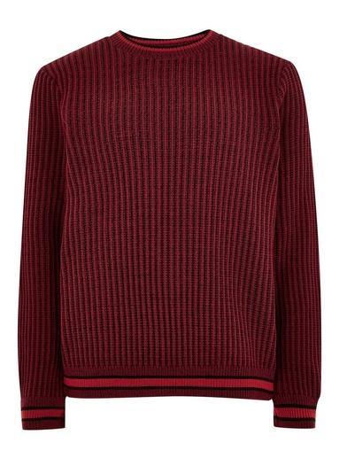 Topman Mens Burgundy Textured Jumper