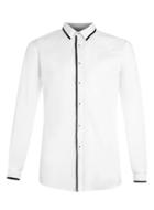 Topman Mens White Contrast Trim Long Sleeve Dress Shirt