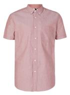Topman Mens Washed Red Button Down Short Sleeve Oxford Shirt