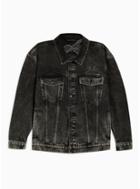 Topman Mens Black Skull Embroidery Western Jacket