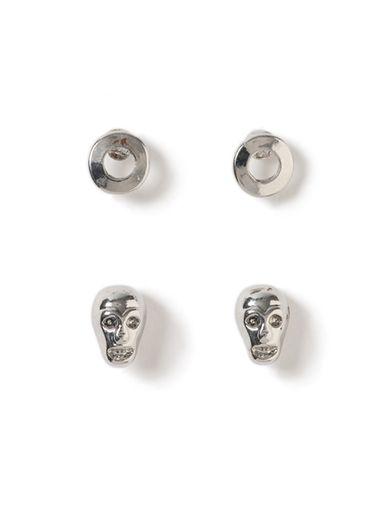 Topman Mens Silver Skull Earring Pack