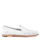 Topman Mens White Leather Weaved Loafers