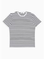Topman Mens White And Navy Striped T-shirt