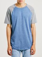 Topman Mens Blue And Grey Raglan T-shirt