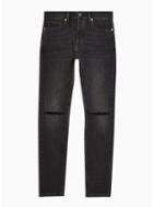Topman Mens Washed Black Double Knee Rip Stretch Skinny Jeans