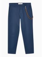 Topman Mens Navy Tapered Pants With Chain