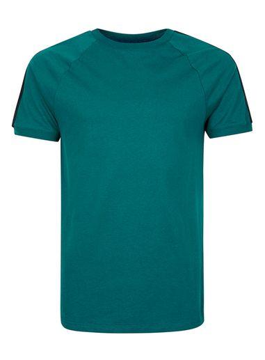 Topman Mens Green Teal Contrast Taping Raglan T-shirt