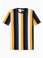 Topman Mens Yellow And Blue Striped T-shirt