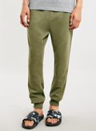 Topman Mens Green Khaki Tylon Zip Joggers