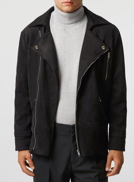 Topman Mens Rogues Of London Black Suede Biker Jacket
