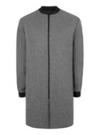 Topman Mens Grey Charcoal Melton Wool Rich Longline Formal Bomber Jacket