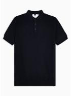 Topman Mens Navy Short Sleeve Button Knitted Polo