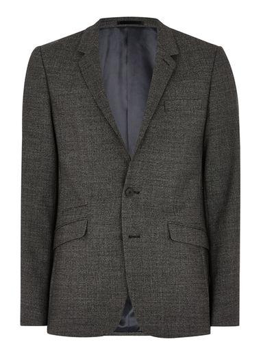 Topman Mens Grey Charcoal Birdseye Wool Blend Ultra Skinny Suit Jacket