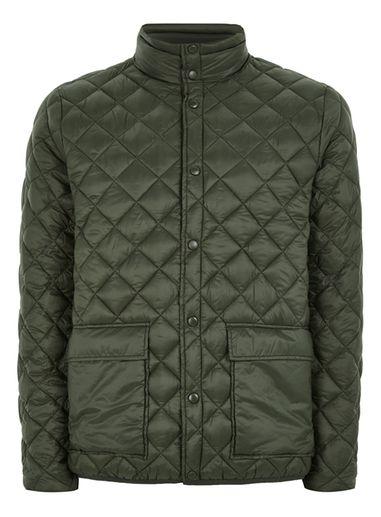 Topman Mens Khaki Diamond Quilted Jacket