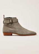 Topman Mens Grey Gray Suede Trail Buckle Boots