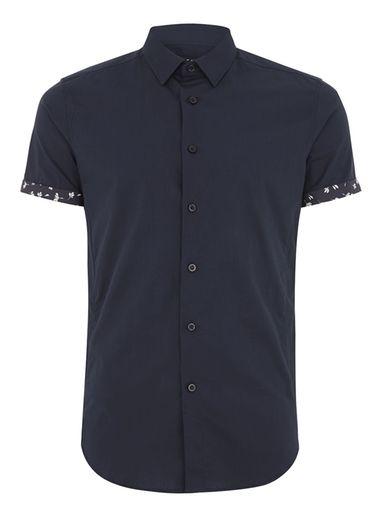 Topman Mens Navy Muscle Fit Shirt