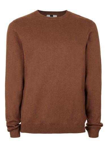 Topman Mens Brown Toffee Marl Slim Fit Sweater
