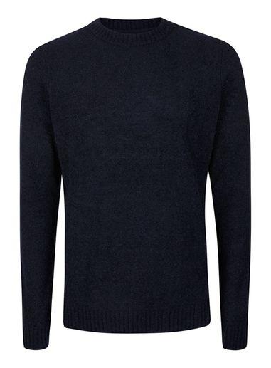 Topman Mens Blue Navy Boucle Textured Slim Fit Sweater