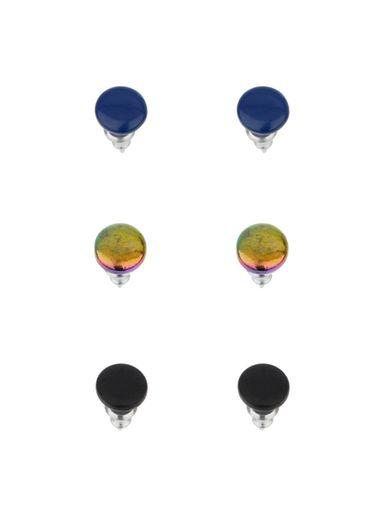 Topman Mens Black Metal Disk Earrings 3 Pack*