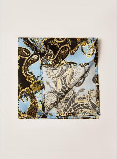 Topman Mens Blue Silk Paisley Print Pocket Square