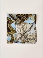 Topman Mens Blue Silk Paisley Print Pocket Square