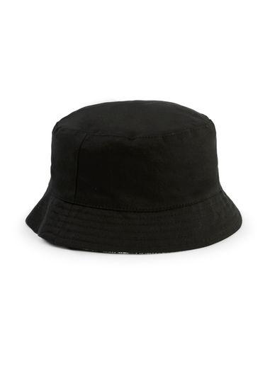 Topman Mens Black And White Abstract Floral Print Reversible Bucket Hat
