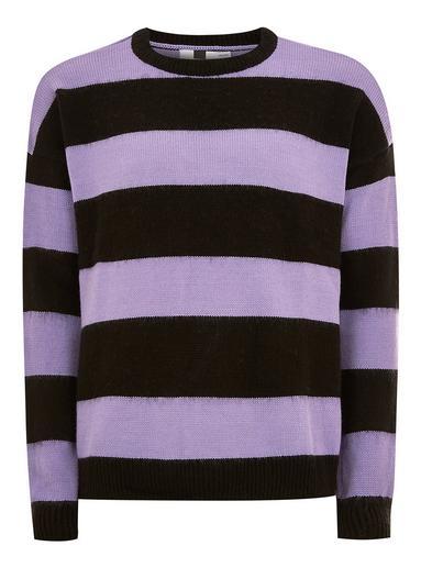 Topman Mens Purple Block Stripe Sweater