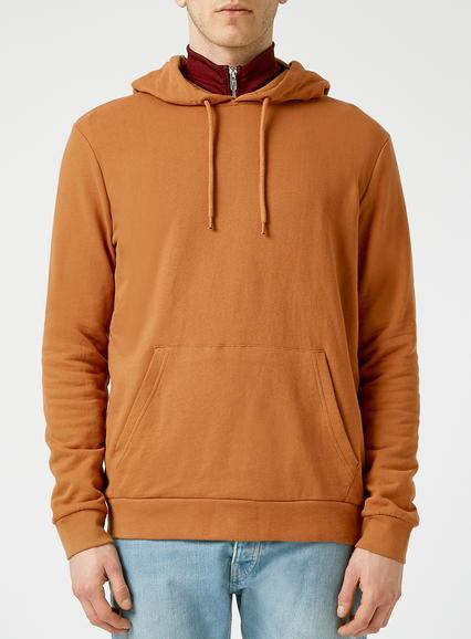 Topman Mens Yellow Brown Super Soft Hoodie