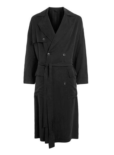 Topman Mens Lux Black Tencel Trench Coat