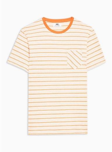 Topman Mens Orange And White Towelling T-shirt