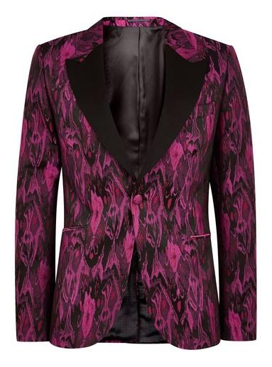 Topman Mens Pink Jacquard Blazer